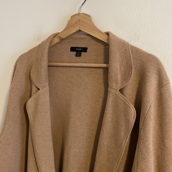J. Crew Eloise Sweater Blazer Women’s Size Large Jacket Knit Cotton Wool Tan - Picture 4 of 8
